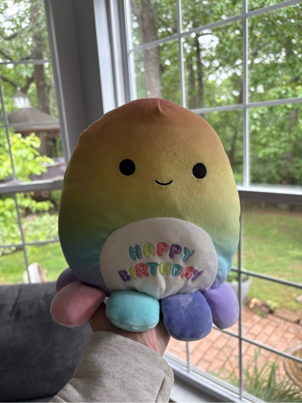 Elodie the rainbow octopus happy birthday squishmallow NWOT 8in